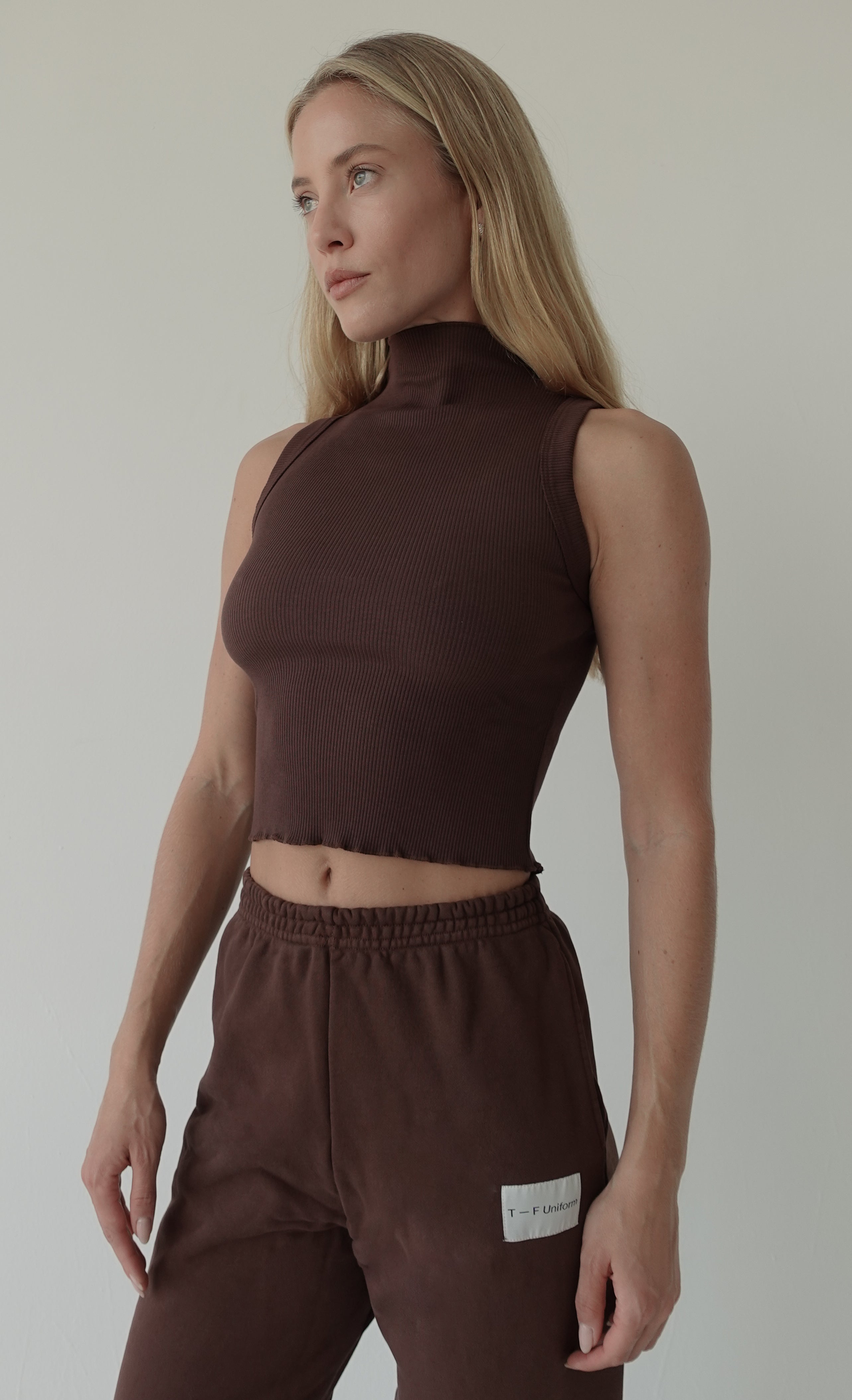 Cold Brew Ribbed Mock Neck Tank